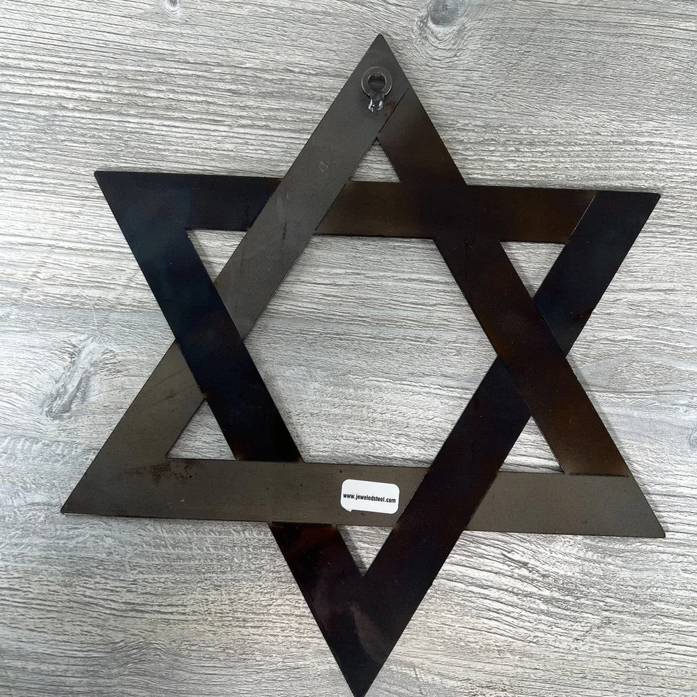 Star of David Wall Art 12" x 12" Polished Textured Jeweled Carbon Steel 2010 - Picture 9 of 12